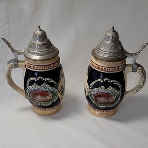 VTG Original King Lidded Munchen 8” Beer Stein Germany Handpainted 715 Munich